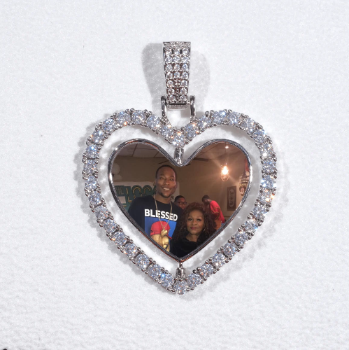 3D Spinning 2-Faced Heart Custom Picture Pendant