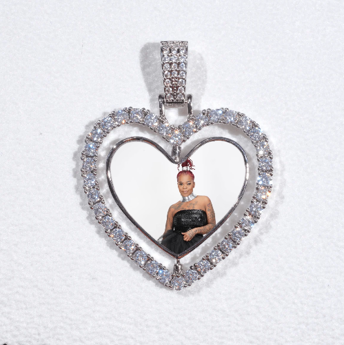 3D Spinning 2-Faced Heart Custom Picture Pendant