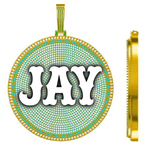 CUSTOM LETTER NECKLACE 3D BIG DISC