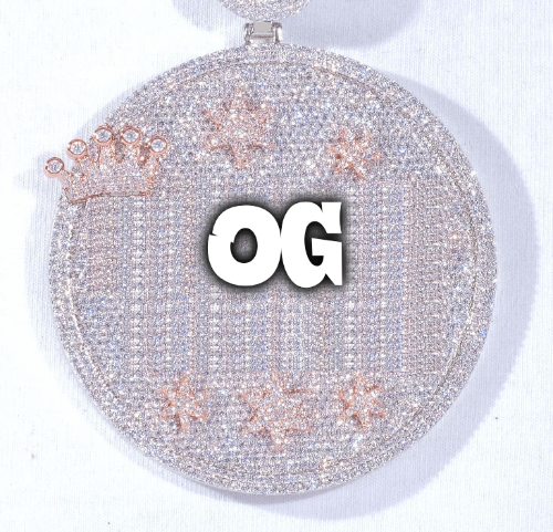 CUSTOM LETTER NECKLACE 3D BIG CROWN DISC