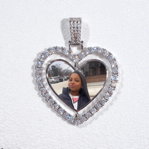 3D Spinning 2-Faced Heart Custom Picture Pendant