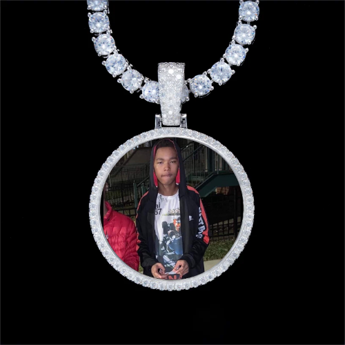 925S & VVS Moissanite 3D Circle Custom Picture Pendant