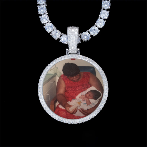 925S & VVS Moissanite 3D Circle Custom Picture Pendant
