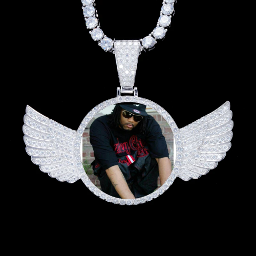 925S & VVS Moissanite 3D Wing Custom Picture Pendant