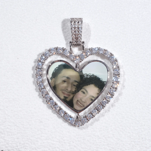 3D Spinning 2-Faced Heart Custom Picture Pendant