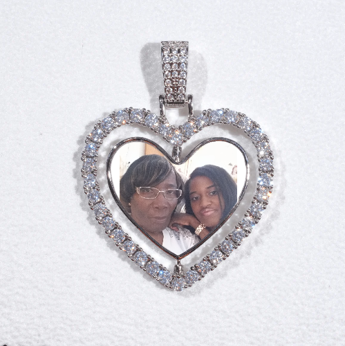 3D Spinning 2-Faced Heart Custom Picture Pendant