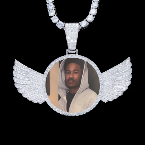 925S & VVS Moissanite 3D Wing Custom Picture Pendant