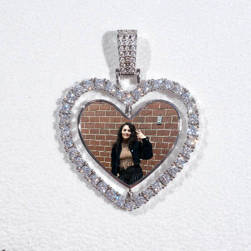 3D Spinning 2-Faced Heart Custom Picture Pendant