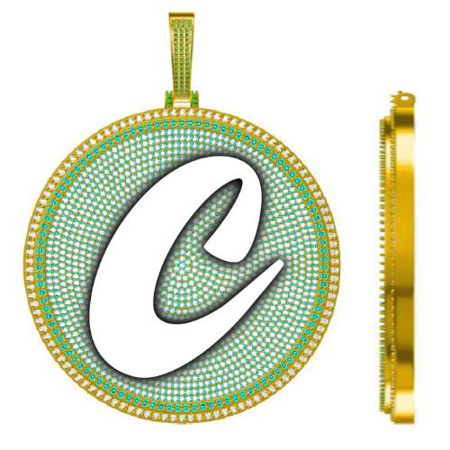 CUSTOM LETTER NECKLACE 3D BIG DISC