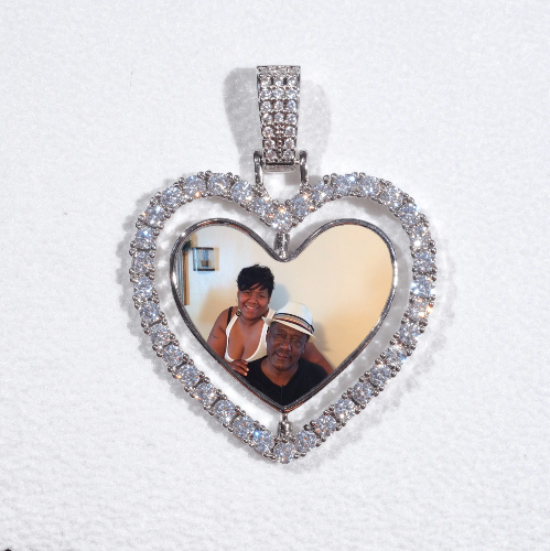 3D Spinning 2-Faced Heart Custom Picture Pendant