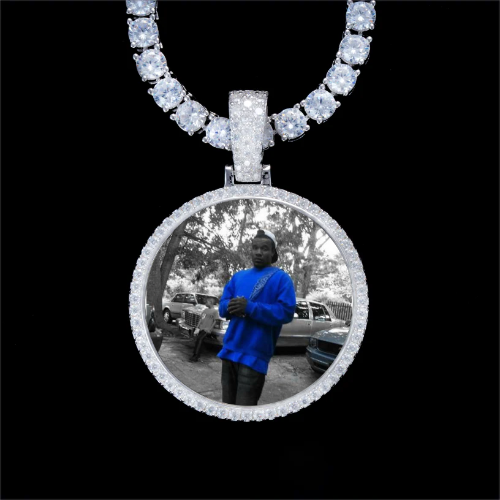 925S & VVS Moissanite 3D Circle Custom Picture Pendant