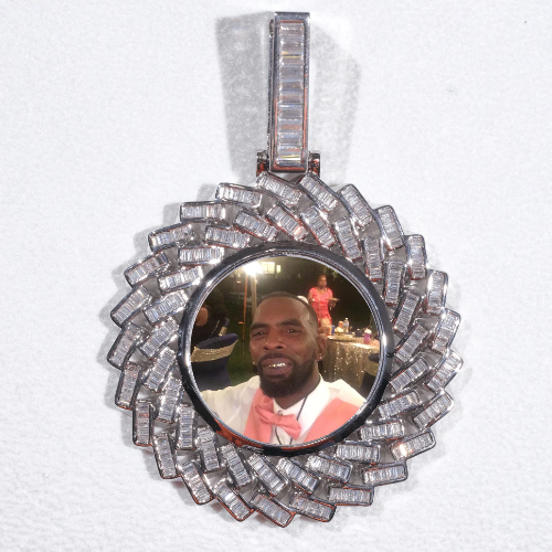 Large 3D Baguette Custom Picture Pendant