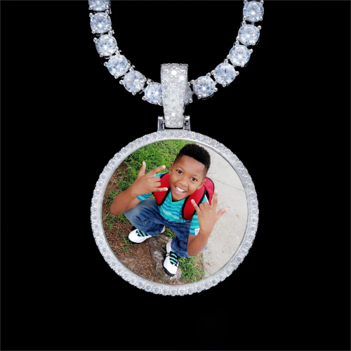 925S & VVS Moissanite 3D Circle Custom Picture Pendant