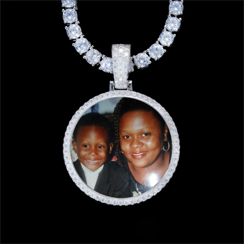 925S & VVS Moissanite 3D Circle Custom Picture Pendant