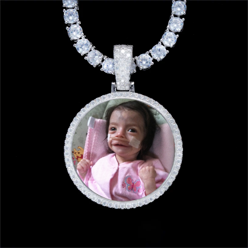 925S & VVS Moissanite 3D Circle Custom Picture Pendant