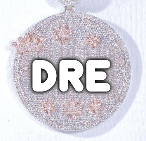 CUSTOM LETTER NECKLACE 3D BIG CROWN DISC