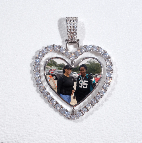 3D Spinning 2-Faced Heart Custom Picture Pendant