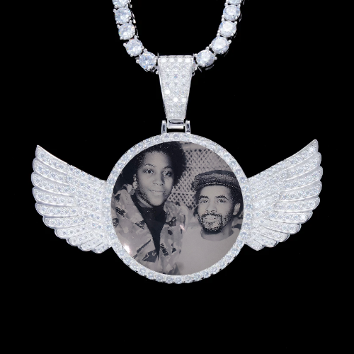 925S & VVS Moissanite 3D Wing Custom Picture Pendant