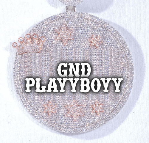 CUSTOM LETTER NECKLACE 3D BIG CROWN DISC