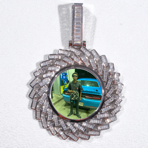 Large 3D Baguette Custom Picture Pendant