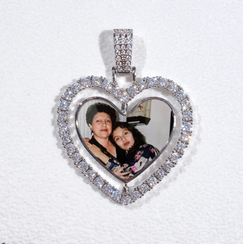 3D Spinning 2-Faced Heart Custom Picture Pendant