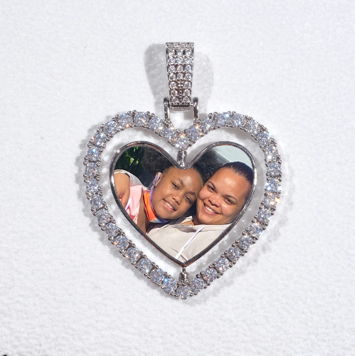 3D Spinning 2-Faced Heart Custom Picture Pendant