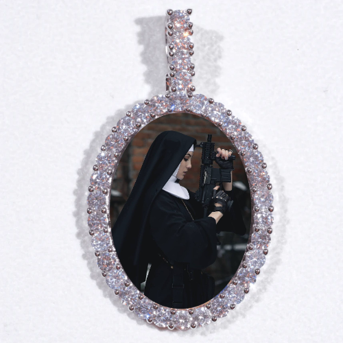 Large 3D Oval Custom Picture Pendant