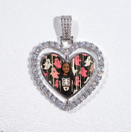 3D Spinning 2-Faced Heart Custom Picture Pendant
