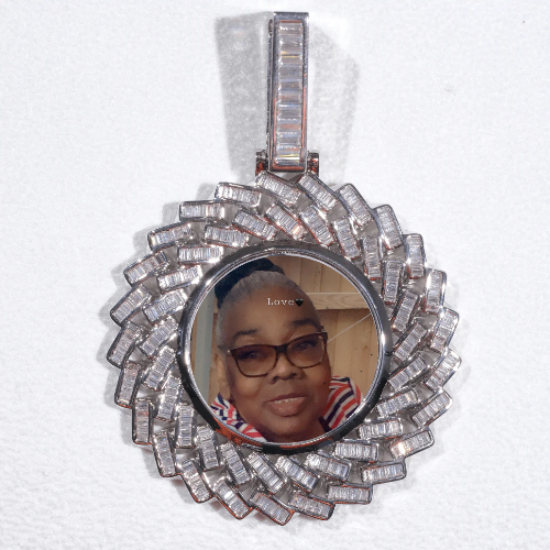 Large 3D Baguette Custom Picture Pendant