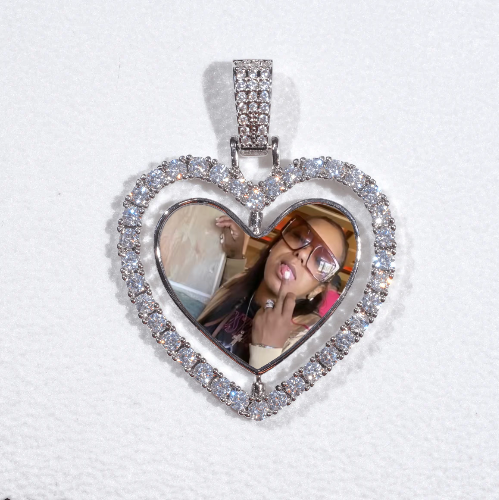 3D Spinning 2-Faced Heart Custom Picture Pendant