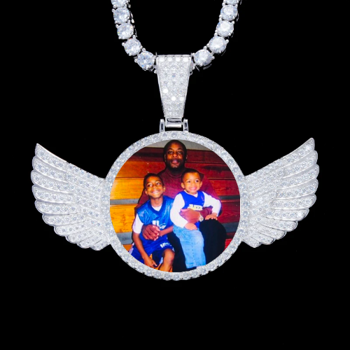 925S & VVS Moissanite 3D Wing Custom Picture Pendant