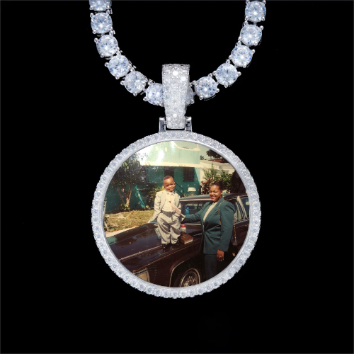 925S & VVS Moissanite 3D Circle Custom Picture Pendant