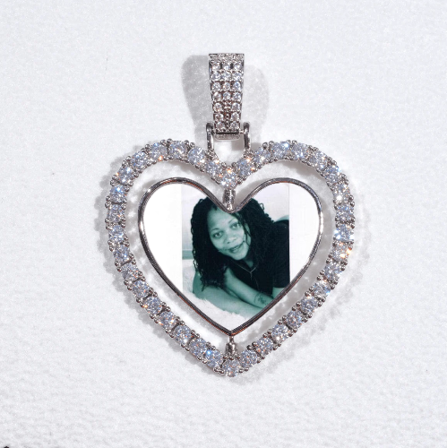 3D Spinning 2-Faced Heart Custom Picture Pendant