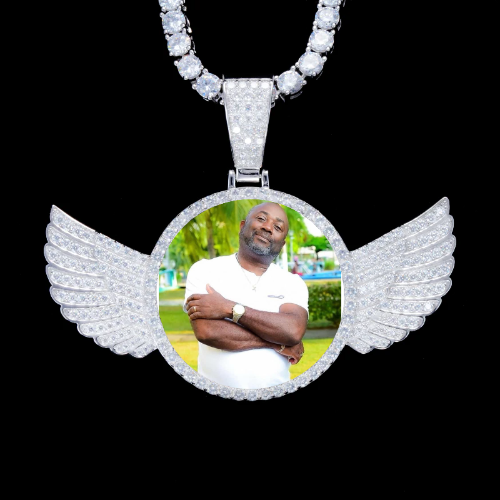 925S & VVS Moissanite 3D Wing Custom Picture Pendant