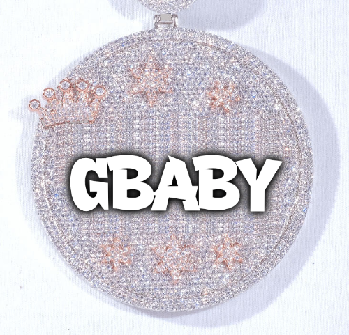 CUSTOM LETTER NECKLACE 3D BIG CROWN DISC