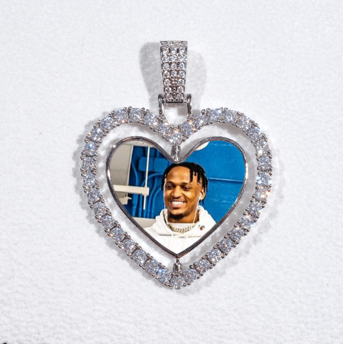 3D Spinning 2-Faced Heart Custom Picture Pendant