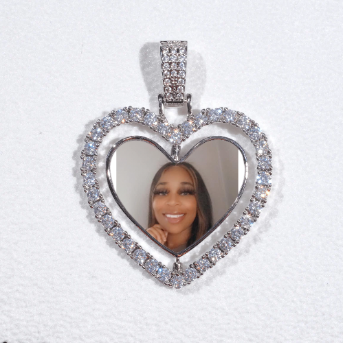 3D Spinning 2-Faced Heart Custom Picture Pendant