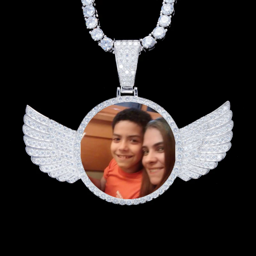 925S & VVS Moissanite 3D Wing Custom Picture Pendant