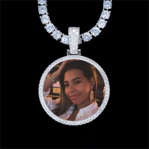 925S & VVS Moissanite 3D Circle Custom Picture Pendant