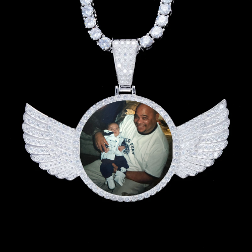 925S & VVS Moissanite 3D Wing Custom Picture Pendant