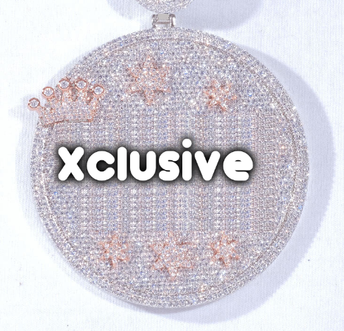 CUSTOM LETTER NECKLACE 3D BIG CROWN DISC