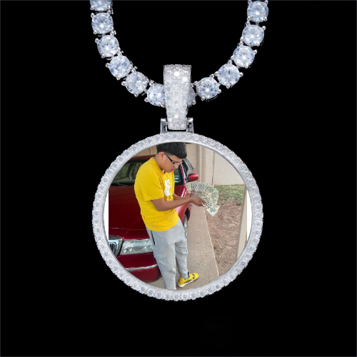 925S & VVS Moissanite 3D Circle Custom Picture Pendant