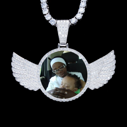 925S & VVS Moissanite 3D Wing Custom Picture Pendant