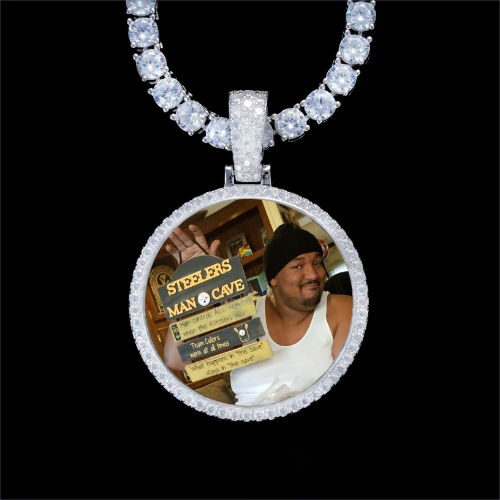 925S & VVS Moissanite 3D Circle Custom Picture Pendant