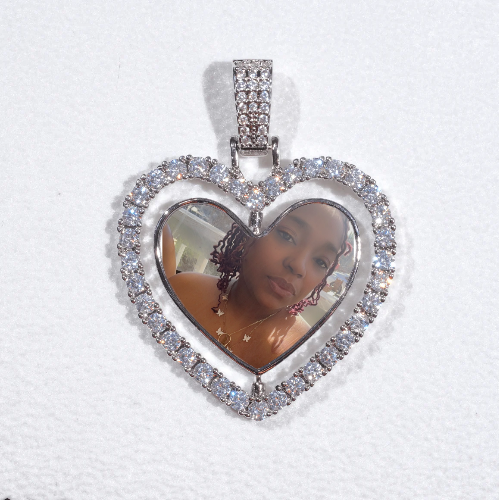 3D Spinning 2-Faced Heart Custom Picture Pendant