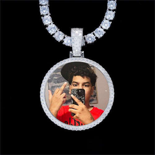 925S & VVS Moissanite 3D Circle Custom Picture Pendant