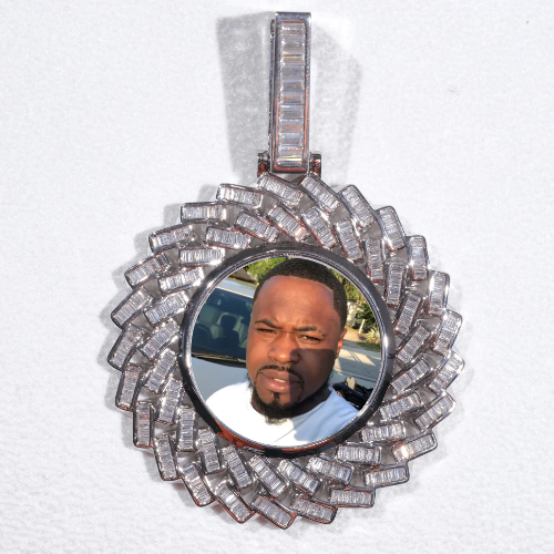 Large 3D Baguette Custom Picture Pendant