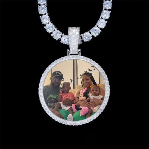 925S & VVS Moissanite 3D Circle Custom Picture Pendant
