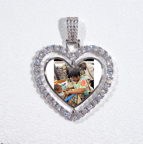 3D Spinning 2-Faced Heart Custom Picture Pendant