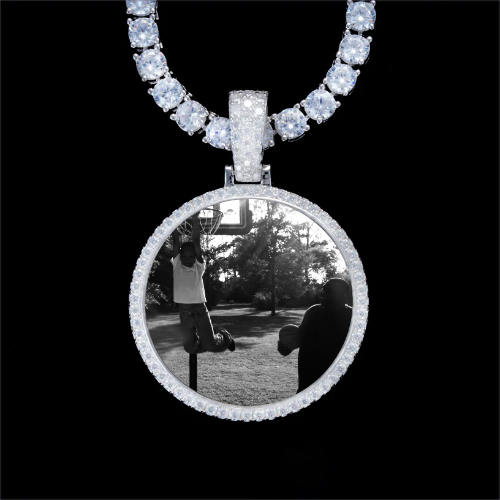 925S & VVS Moissanite 3D Circle Custom Picture Pendant
